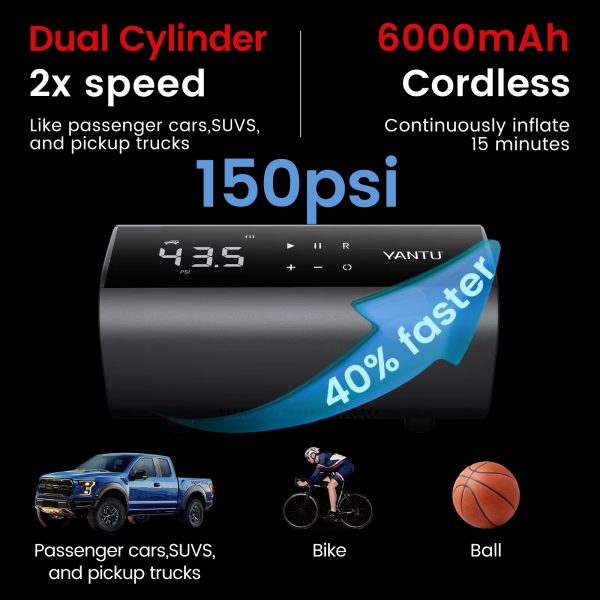 A22 Double Cylinder12V Cordless Portable Tyre Air Compressor Inflatable Digital Automatic Electric Car Tire Inflators