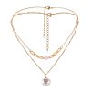 Cross-border Simple Stainless Steel  Love Double-layer Necklace