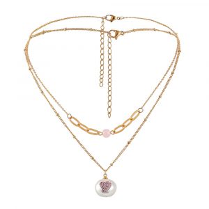 Cross-border Simple Stainless Steel  Love Double-layer Necklace
