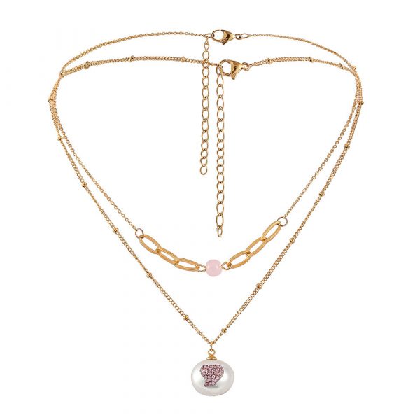 Cross-border Simple Stainless Steel  Love Double-layer Necklace