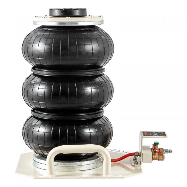 VEVOR Air Jack, 3 Ton 6600 Lbs Triple Bag Air Jack, Airbag Jack With Six Steel Pipes, Lift Up To 17.7 Inch 450 Mm, 3-5 S Fast Lifting Pneumatic Jack, With Side Handles For Car, Garage, Repair