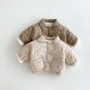 Children Pure Color Cotton Clothing Velvet Padded Thickened Coat