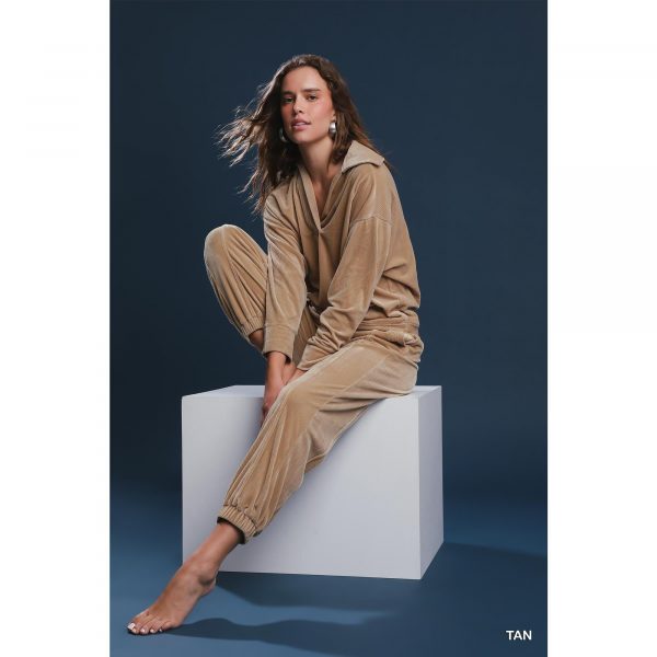 Umgee Soft Thermal Collared Long Sleeve Top
