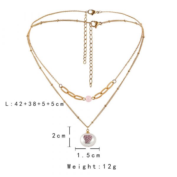 Cross-border Simple Stainless Steel  Love Double-layer Necklace