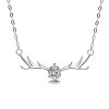Sterling Silver One Deer Necklace With You Elk Antlers