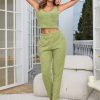 Women's Fuzzy 3 Piece Sweatsuit Open Front Cardigan Crop Tank Tops Wide Legs Pants Lounge Sets