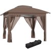 Outsunny 12' X 12' Pop Up Canopy Tent With Netting And Carry Bag, Instant Sun Shelter With 137 Sq.ft