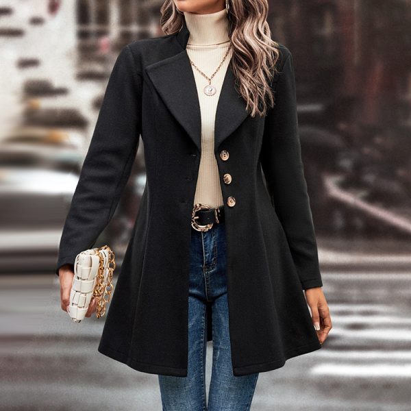 0c704e6a-c78d-4fb3-a6d2-77375fe63f7f.jpg Women's Winter Overcoat Lapel Collar Single Breasted Outerwear Long Pea Coat