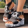 0eb0b2ee-e416-4364-a92e-dc2f183912c7.jpg Newspaper Buckle Denim Wedge Slides - Anklet Not Included