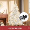 6ft White Christmas Tree Pre Lit PVC With Metal Stand 250 Warm White LED Tips For Home Decoration