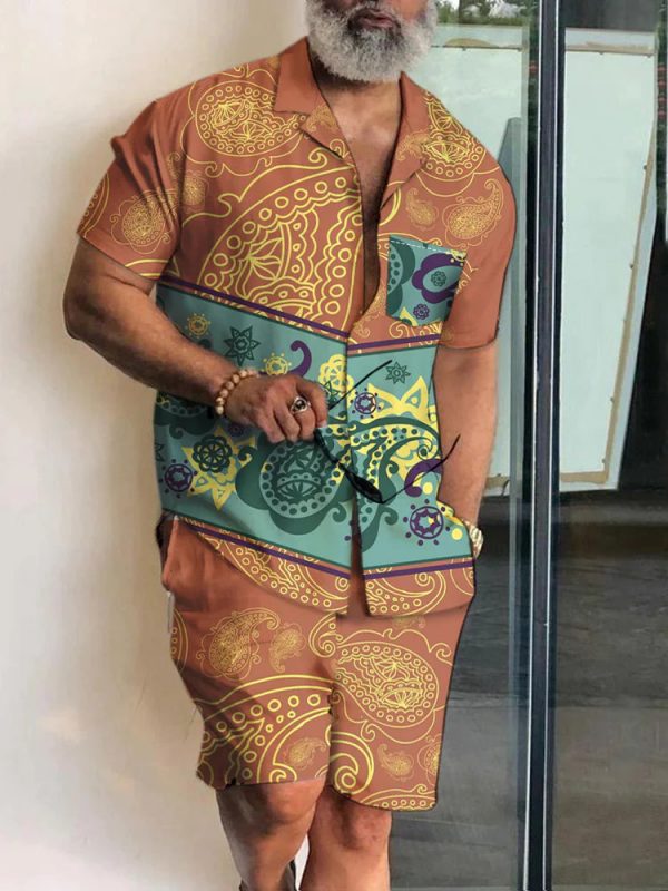 17682500-3afd-495d-b619-14b99b269b3f.jpg Lapel 3D Printed Casual Slim-fitting Type Short Sleeve Shirt Outfit