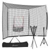 Soozier 17X 5.5Baseball Net With Strike Zone, Tee, Caddy, And Carry Bag For Pitching And Hitting, Portable Extra Large Softball And Baseball Training Equipment
