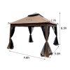 Outdoor 11x11 Ft  Up Gazebo Canopy With Zipper Netting, 2-Tier Soft Top Tent