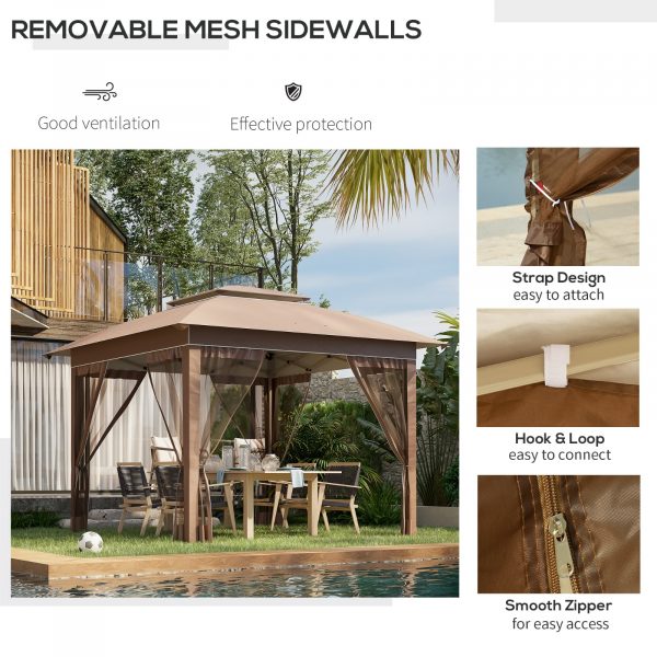 Outsunny 12' X 12' Pop Up Canopy Tent With Netting And Carry Bag, Instant Sun Shelter With 137 Sq.ft