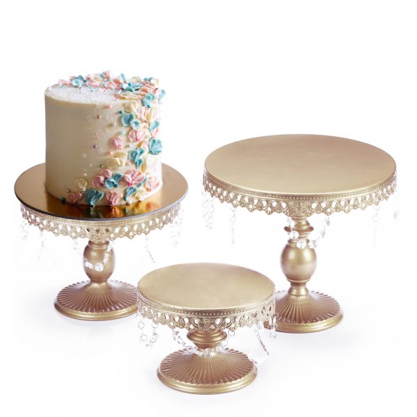 1931165563623837696.jpg 3Pcs Antique Cake Stand Set - Round Metal Cupcake Stands With Pendants And Beads - Elegant Dessert Display, For For Wedding, Birthday Party Decor-It Is Forbidden To Sell On Amazon And Temu