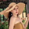 Women's Seaside Summer Vacation Foldable Sun Hat With Wide Brim