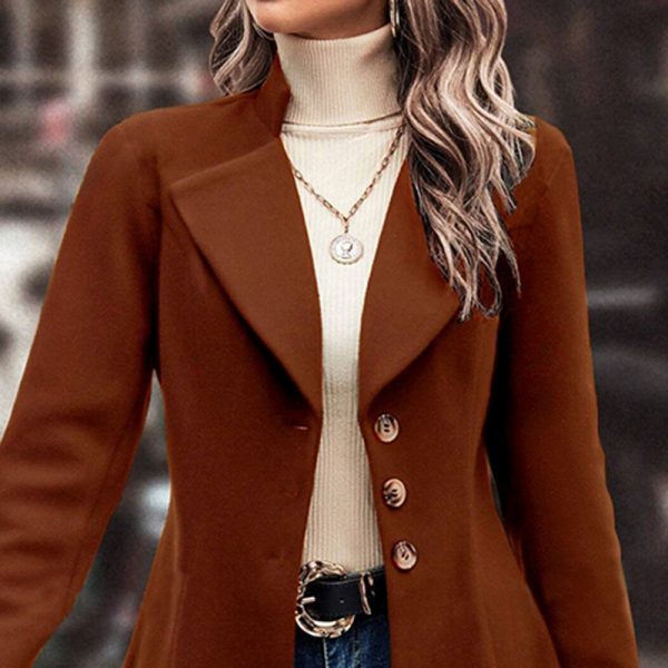 1fb8e27a-933a-457a-9f84-9684b2d79aff.jpg Women's Winter Overcoat Lapel Collar Single Breasted Outerwear Long Pea Coat
