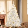 6ft White Christmas Tree Pre Lit PVC With Metal Stand 250 Warm White LED Tips For Home Decoration