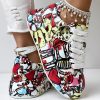 Women's Casual Round Toe Thick Sole Lace-Up Sneakers, Random Print Design, Comfortable Sporty Shoes For Daily Wear