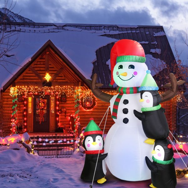 1Pc 5.9FT Christmas Inflatable Outdoor Decoration Snowman Penguin Blow Up Yard Decoration With LED Light Built-in Air Blower For Winter Holiday Xmas Garden