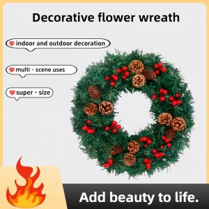24 - Inch Christmas Wreath. Unlit, Yellow - Lit, Colorful - Lit Styles