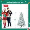 Pre-lit Artificial Christmas Tree, Prelighted Green Artificial Hinged Spruce Xmas Tree With 347 Branch Tips, 120 Incandescent Lights