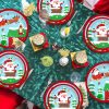 30Pcs Christmas Party Tableware Set 7 And 9 Inch Elk Claus Paper Plates 3.5 Inch Paper Cup Cute Xmas Disposable Cups For Xmas Holiday Dinner Supplies