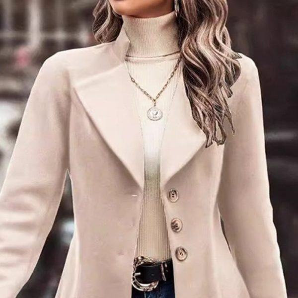 5834d2d4-d422-4a70-b89d-f6ef541e7894.jpg Women's Winter Overcoat Lapel Collar Single Breasted Outerwear Long Pea Coat