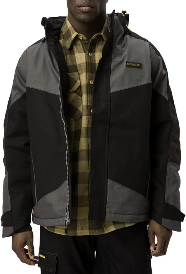 61Nk+h6xw9L._AC_SX679_ Cat erpillar Triton - Chaquetas aisladas para hombre con carcasa impermeable, cremallera frontal de 2 vías y capucha ajustable extraíble
