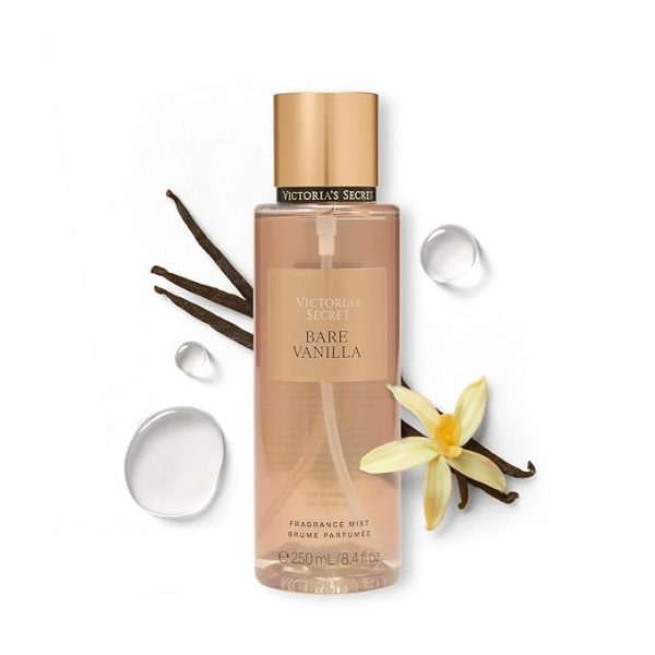 Victoria's Secret Bare Vanilla - Espray corporal para mujer, notas de vainilla batida y cachemira suave, colección Bare Vanilla (8.4 onzas)