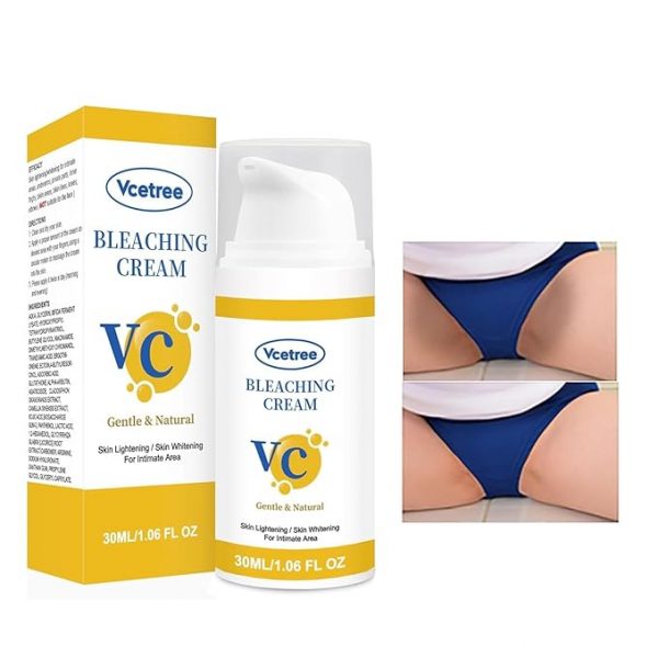 Crema blanqueadora de piel para aclarar la piel para áreas íntimas del cuerpo, partes privadas, axilas, rodillas, codos, muslo interior, área del bikini, crema blanqueadora removedor de