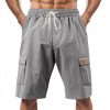 Loose Sports And Leisure Solid Color Linen Drawstring Shorts