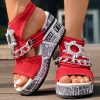 69885c4b-f8ae-4af4-b52a-abec0eb8f84a.jpg Newspaper Buckle Denim Wedge Slides - Anklet Not Included