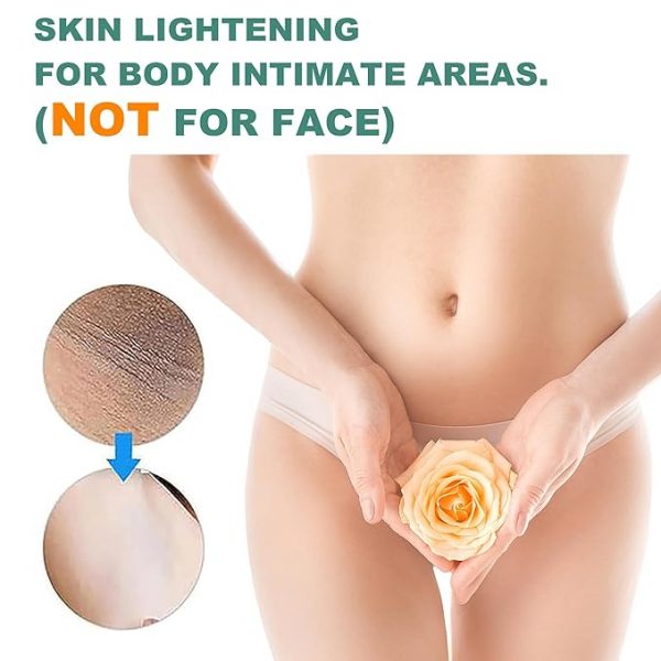 Crema blanqueadora de piel para aclarar la piel para áreas íntimas del cuerpo, partes privadas, axilas, rodillas, codos, muslo interior, área del bikini, crema blanqueadora removedor de