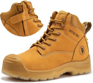 ROCKROOSTER Woodland AK659 - Botas de trabajo con puntera compuesta de 6 pulgadas para hombre con cremallera lateral YKK, sin metal, suela de TPU antideslizante, clasificación EH, botas de seguridad