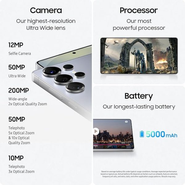 SAMSUNG Galaxy S25 Ultra, teléfono inteligente de 512 GB, Android desbloqueado, cámara de modo nocturno AI, procesador rápido Snapdragon 8 Elite, batería de 5000 mAh, S Pen incorporado, 2025, garantía