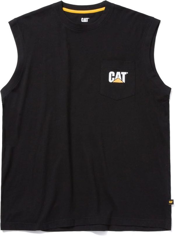 Caterpillar Camiseta sin mangas con bolsillo para hombre