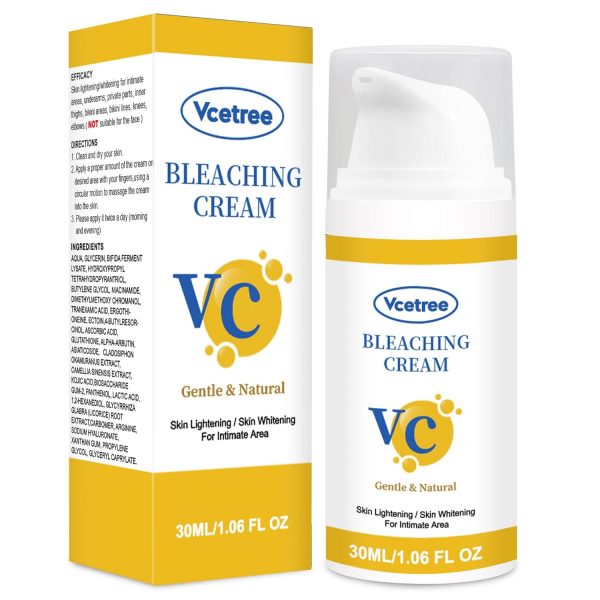 Crema blanqueadora de piel para aclarar la piel para áreas íntimas del cuerpo, partes privadas, axilas, rodillas, codos, muslo interior, área del bikini, crema blanqueadora removedor de