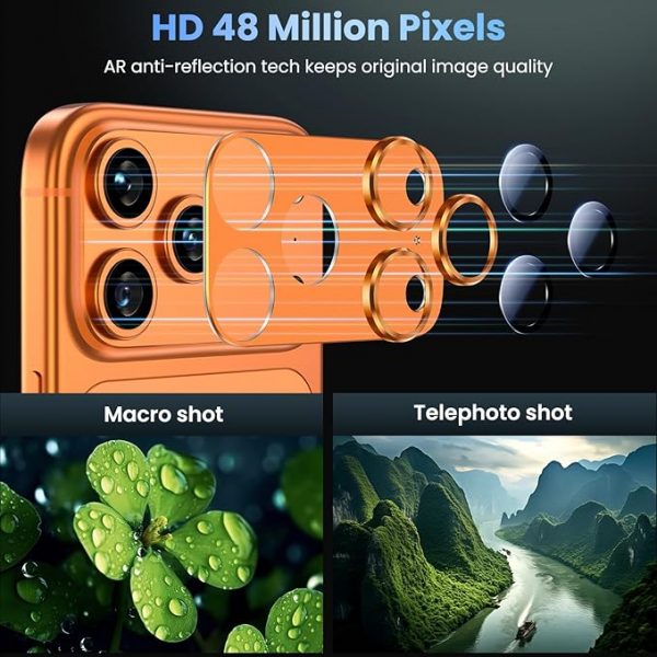 Uyiton Compatible with iPhone 17 Pro Max Camera Lens Protector - [Not Easy to Break][Strong Adsorption][Case-Friendly] Metal Tempered Glass Rear Camera Screen Cover - Cosmic Orange