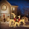 3pcs122x54x38cm Golden Elk Family Courtyard Elk Decoration