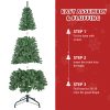 7351ce70-ce50-4e2b-988a-4769eb71c69b.jpg Unlit Artificial Christmas Tree, Green Xmas Tree And Folding Metal Stand For Indoor Holiday Decoration