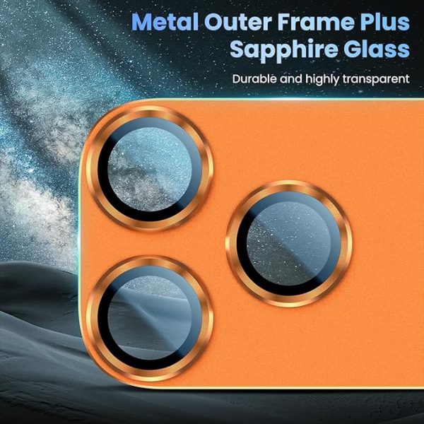 Uyiton Compatible with iPhone 17 Pro Max Camera Lens Protector - [Not Easy to Break][Strong Adsorption][Case-Friendly] Metal Tempered Glass Rear Camera Screen Cover - Cosmic Orange