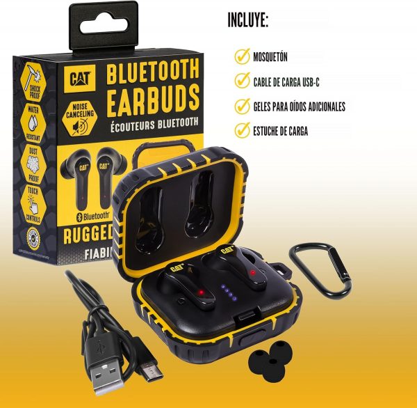 CAT Auriculares Bluetooth con cancelación de ruido – Auriculares inalámbricos resistentes para trabajo, auriculares de trabajo Bluetooth, a prueba de polvo, a prueba de golpes, resistentes al agua,