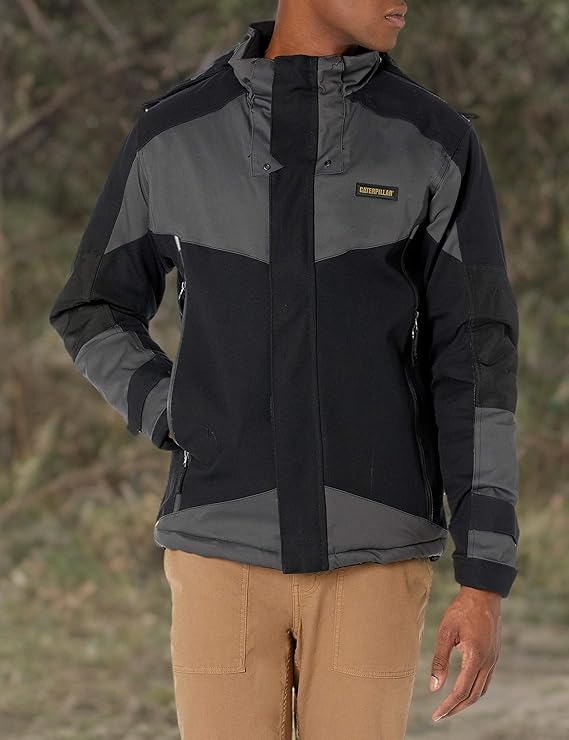 81K-GoaaCAL._AC_SX569_ Cat erpillar Triton - Chaquetas aisladas para hombre con carcasa impermeable, cremallera frontal de 2 vías y capucha ajustable extraíble
