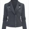Women's Oblique Zipper Fastener Decoration Slim Casual Jacket