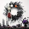 Halloween Wreath Decoration Skeleton Garland - Wall Hanging Plastic Decor For Harvest, Halloween & Universal Holidays