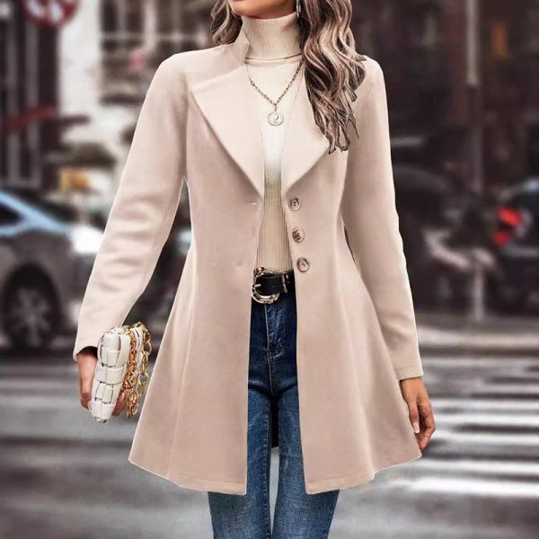 88cc5acb-f777-4e7e-83c2-d37fa3d09f8a.jpg Women's Winter Overcoat Lapel Collar Single Breasted Outerwear Long Pea Coat