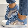 Floral Embroidered Polka Dot Print Sneakers