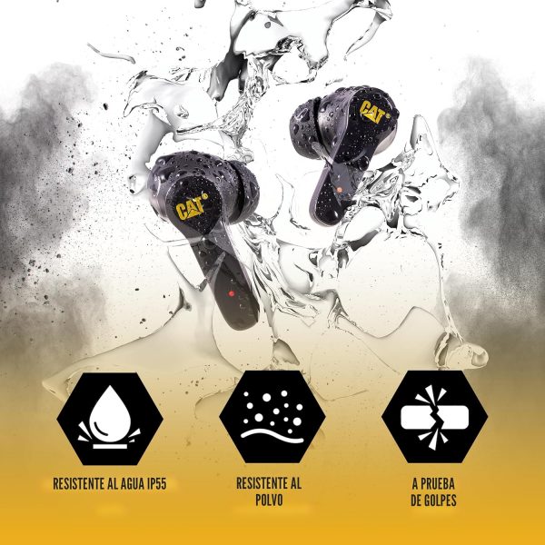 CAT Auriculares Bluetooth con cancelación de ruido – Auriculares inalámbricos resistentes para trabajo, auriculares de trabajo Bluetooth, a prueba de polvo, a prueba de golpes, resistentes al agua,