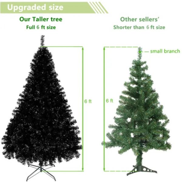6ft 1600 Branches PVC Christmas Tree Black